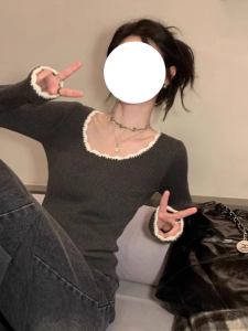 Áo Len Dệt Kim Cổ Tròn Ôm Vừa Vặn Cổ Điển Cho Nữ Mùa Thu Đông Lót Bên Trong Cổ Cao Tay Dài Thường Ngày Màu Trơn