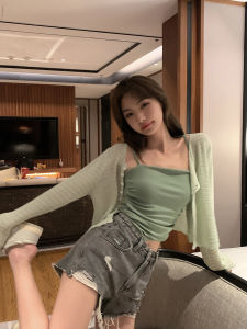 HUOLISI | Summer New UV-Resistant Hollow Out Long Sleeve Short Style Knitwear