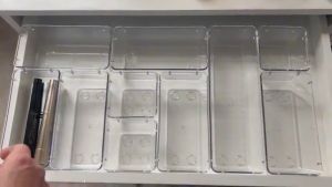 กล่องใส่เครื่องสำอางอะครีลิคใส / กล่องลิ้นชักพลาสติกใสสำหรับจัดเก็บ / กล่องสำหรับแยกถาดวางของบนโต๊ะในครัว / กล่องจัดระเบียบของจิปาถะบนโต๊ะ