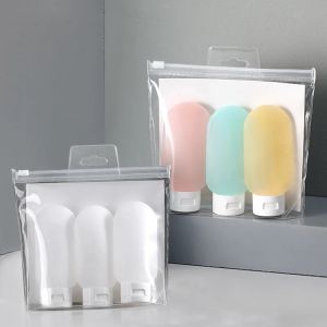 3pcs 60ml Travel Bottles Kit Soft Empty Coloured Bottle Shampoo Shower Gel Refillable Containers Squeeze Tube Tool
