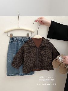 Spring Autumn Casual Hooded Jacket for Girls Leopard Print