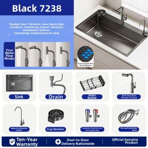TAOSHI | Custom Large Handmade Sink Nano Coated Reinforced 304 Stainless Steel Wash Basin