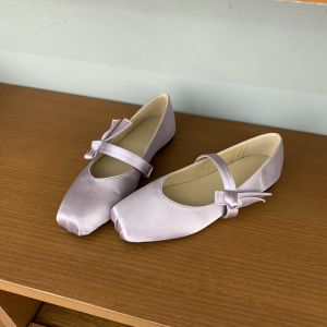 French Satin Flat Ballet Shoes Feminine Style