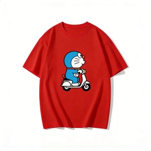 52TOYS | 2026 Summer Doraemons Cartoon Printed Short Sleeve Pure Cotton T-shirt Couple Tees Classic Casual Family Matching Outfits Tops