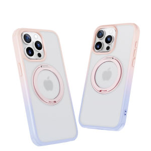 Gradual Color Gradient Matte Magnetic Phone Case with Stand 360 Degree Rotating for  16 Promax Compatible Mobile Phone Accessories
