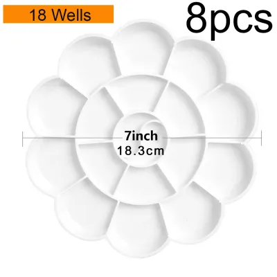 8pcs White Plastic Paint Tray Palettes Watercolor Palette Painting Tray For Painting Party DIY Craft And Art Painting