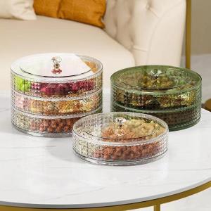 [SG Seller] 2024 CNY New Arrival Light Luxury 360°Rotation Nuts Assortment Tray With Cover Snacks Container Light Luxury 360°Rotatable Fruit Plate