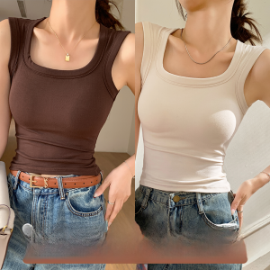 Miiow | Wide Shoulder Strap Vest Women Summer Inner Wear Outerwear Prevents Side Breast Exposures Versatile Backless Tube Top Base Shirt