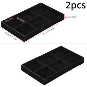 Velvet Jewelry Display Tray Exquisite Jewelry Box Bracelet and Necklace Storage Box Organizing Rack Tray Black 2Pcs