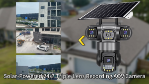 Solar CCTV 12MP High Definition Surveillance 3-lens wireless camera Outdoor 4G Remote Monitoring Camera