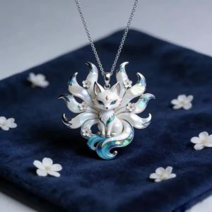 Nine-tailed Fox Enamel Pendant: Cute & Aesthetic Blending Modern Trends with Chinese Style. Perfect Gift for Friends & Family