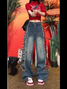 Quần Jeans Denim Ống Thẳng Kiểu Dáng Rộng Cạp Cao Cho Nữ Quần Dài Có Chiều Dài Đến Mắt Cá Chân Thiết Kế Cảm Giác Của Mỹ