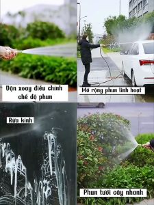 Vòi Xịt Kèm Dây Ống Xịt Nước Tăng Áp Tưới Cây Vườn Rửa Xe Bộ vòi tăng áp 5m