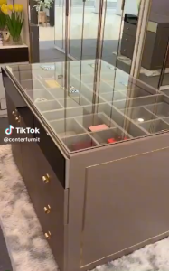 ตู้ไอซ์แลนด์ Modern Luxury Style Exclusive กระจกใสโชว์การจัดเก็บ เครื่องประดับต่างๆ