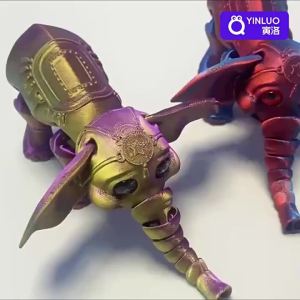 3D Printed Small Flying Elephant Realistic Model Jointed Full Movable Birthday Gift Realistic Animals Decorative Desktop