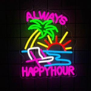 Always Happy Hour Neon Sign For Wall DecorLed Neon Light For Bedroom Office Pub Cafe Party Man CaveBeachArt Decor