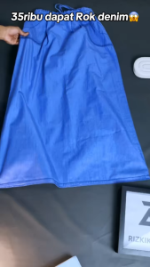 ROK JEANS DENIM TERBARU/ROK DEWASA/ROK JEANS POLOS Wanita Panjang Serut