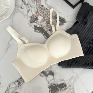 Thickened Seamless Womens Bra Gathered Full Cup Fixed Strap Underwear for Flattened Chest And Side Breast Collection
