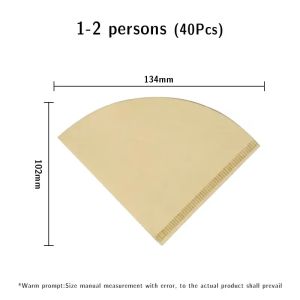 Coffee Filter Rack Disposable Cone Pour-Over Coffee Filter Natural Wood Pulp Paper 40/100pcs for Barista Coffee Brewing