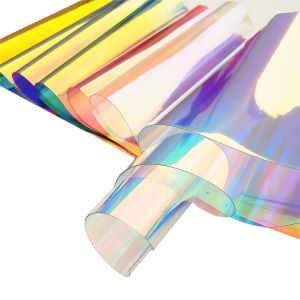 A4 Multicolor Iridescent Holographic Clear Transparent PVC Fabric Leatherette Laser Rainbow Film Vinyl Craft Bag Earring DIY Bow