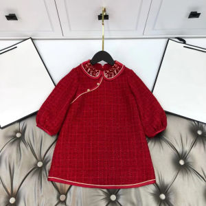 ชุดเด็กผู้หญิง ชุดกี่เพ้าสีแดง ชุดเจ้าหญิงฤดูใบไม้ร่วง/ฤดูหนาว ชุดเด็กผู้หญิง ชุดเจ้าหญิง ชุดกี่เพ้า ชุดเด็ก ชุดเจ้าหญิง