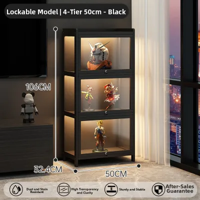 ZHUSHANXIA | Illuminated lockable acrylic display case for figurines models toys trophies multi-layered storage and display rack