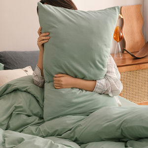 Áo Chăn Gối Cotton Dệt Kim Mùa Hè Màu Trơn Hai Chiếc Đơn Giản 48x74cm Sử Dụng Tại Nhà Cho Một Người Một Cặp