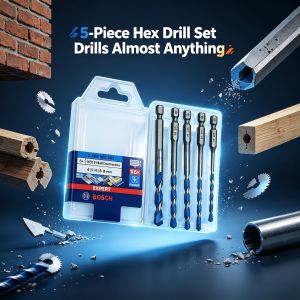 Bosch | Bosch Expert Hex-9 Multi-Construction Drill Bit Set 4/5/6/8mm Sizes Carbide Tip for Tile Wood Metal Masonry Renovation