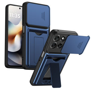 szhaiyu | Lens Camera Card Holder Slot Wallet Stand Phone Case for Motorola Edge 60 Pro 70 Fusion X70 AIR Moto Signature G86 G85 G56 Cover
