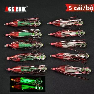 Ackibbik 5 Chiếc Mồi Câu Mực Phát Sáng Trong Bóng Tối Hình Dù Mồi Câu Cá Cho Mực Nước Mặn & Bắt Bạch Tuộc