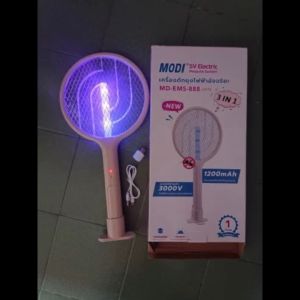 MODI 2 In 1 Electric Mosquito Racket 1200mAh 3-Layers Mesh Insect Swatter With UV Lamp USB Rechargeable 3000V 電蚊拍