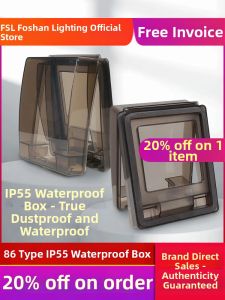 FSL | Waterproof IP55 Bathroom Transparent Switch Socket Box 86 Type