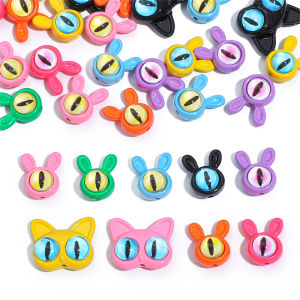 Thời trang mới đầy màu sắc kim loại mắt to thỏ mèo hạt charm hạt cho bông tai vòng đeo tay Keychain đồ trang sức thủ công làm thủ công maing phụ kiện
