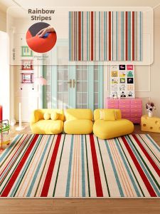 QISHUO | Vintage Blue Bauhaus Style Waterproof Washable New Carpet