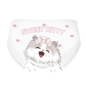 Original Cat Ice Silk Cotton Underwear plus Size mid Waist White Soft Girl Triangle Pants Sweet Home Clothes Ladies Briefs