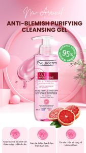 Gel rửa mặt ngăn ngừa mụn Evoluderm Anti-Blemish Purifying Cleansing Gel chiết xuất bưởi hồng hoa cúc và zin C 250ML