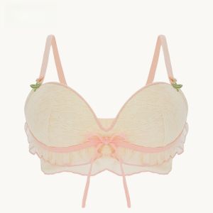 ชุดชั้นในสไตล์ฝรั่งเศสสำหรับเด็กผู้หญิง บราไร้สาย เซ็กซี่ ทรงเกาะอก ไนลอน ลายดอกไม้ ฤดูร้อน 2023 ใหม่