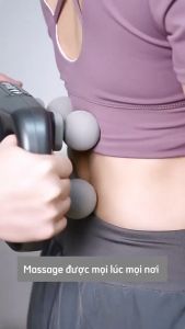 Súng massage 4 đầu đa năng thiết bị mát xa thư giãn cơ thể rung tần số cao pin 2000mAh chạy 120p