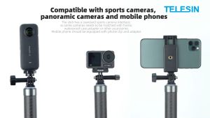 TELESIN GP-MNP-300-3 Third Gen 3m Carbon Fiber Selfie Stick invisible POLE for Insta360 / EXTENSION Action Cam 3m 300cm (17 to 118")