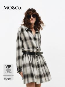 MO&Co. | Classic Check Graffiti Dots A-Line Dress Easy Care