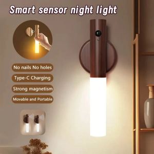 Solid Wooden Magnetic Motion Sensor Night Light Rechargeable LED for Various Scenarios