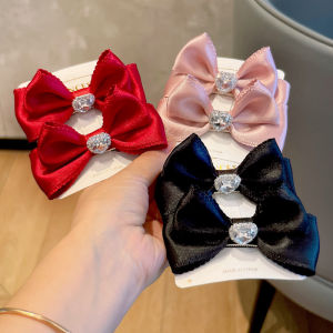 Korean Style Smooth Satin Hair Clip with Toothed Edge Butterfly Knot for Children Girls Side Parting Hair Accessories