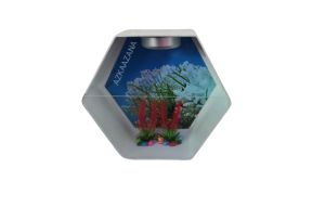 AKUARIUM MINI PVC HEXAGONAL IKAN HIAS CUPANG GUFI KURA-KURA Lengkap LAMPU LED | PUTIH