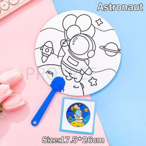 DIY Children Hand-painted Graffiti Fan Cartoon Fans Kids Gift Arts Early Education Learning Painting