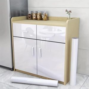DIY PVC Pearl Film Wall Stickers Self-Adhesive Waterproof High Gloss White Wardrobe Kitchen Furniture Wallpaper for Room Decor