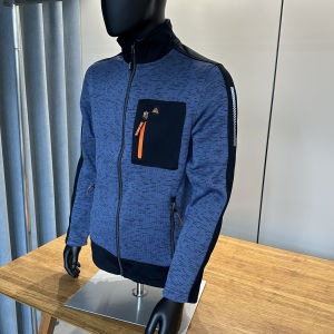 Mens Outdoor Warm Fleece Jacket Stand Collar Sporty Casual Knitted Thickened Patchwork Coat Spring Autumn Winter Long Sleeve