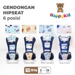 HAPPYKID Gendongan Bayi Hipseat 6 Posisi + Saku Aplikasi Motif Karakter HC 1178 - 1192