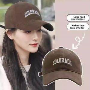Wide Brim Deep Crown Lettering Soft Top Embroidered Baseball Cap
