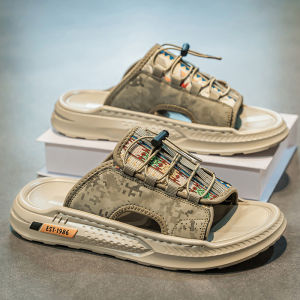 Mens Summer Fashionable Slippers Outdoor Wear-Resistant Anti-Slip Soft Bottom Sandals Casual Beach Shoes Lightweight Rubber Sole