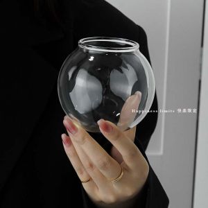 Personalized Moon Glass Cup round Ball Ice Hockey Cup Atmosphere Coffee Drink Beverage Juice Transparent Nordic Style Cup